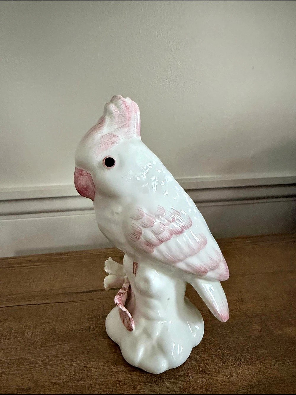 BASANO Cockatoo figurine Ceramic White & Pink